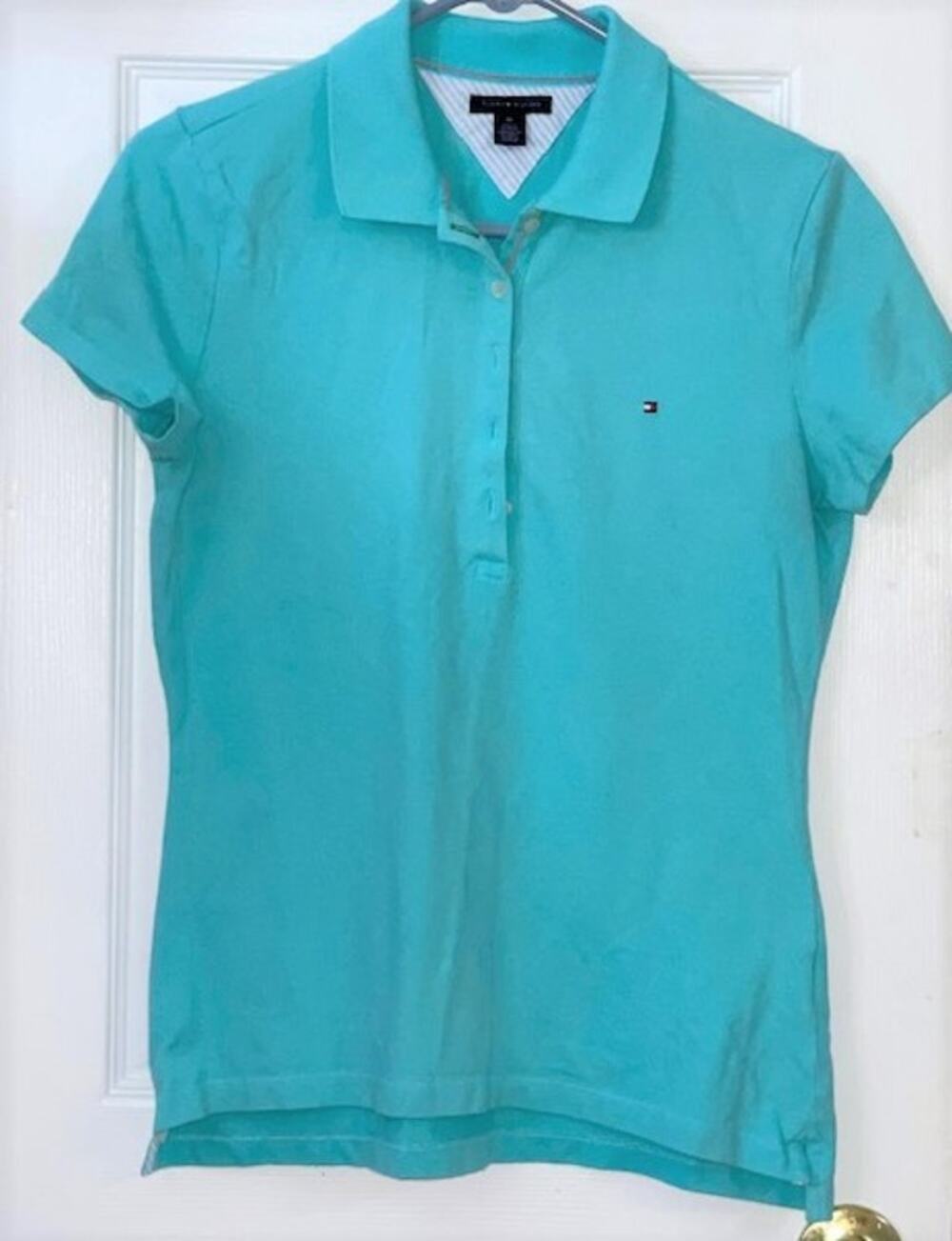 Tommy Hilfiger Polo Shirt Sz M Teal EUC